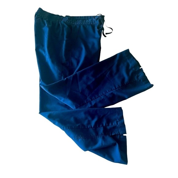 Purple Label medical pants rich blue elastic waist split ends pockets Women M - Picture 2 of 14